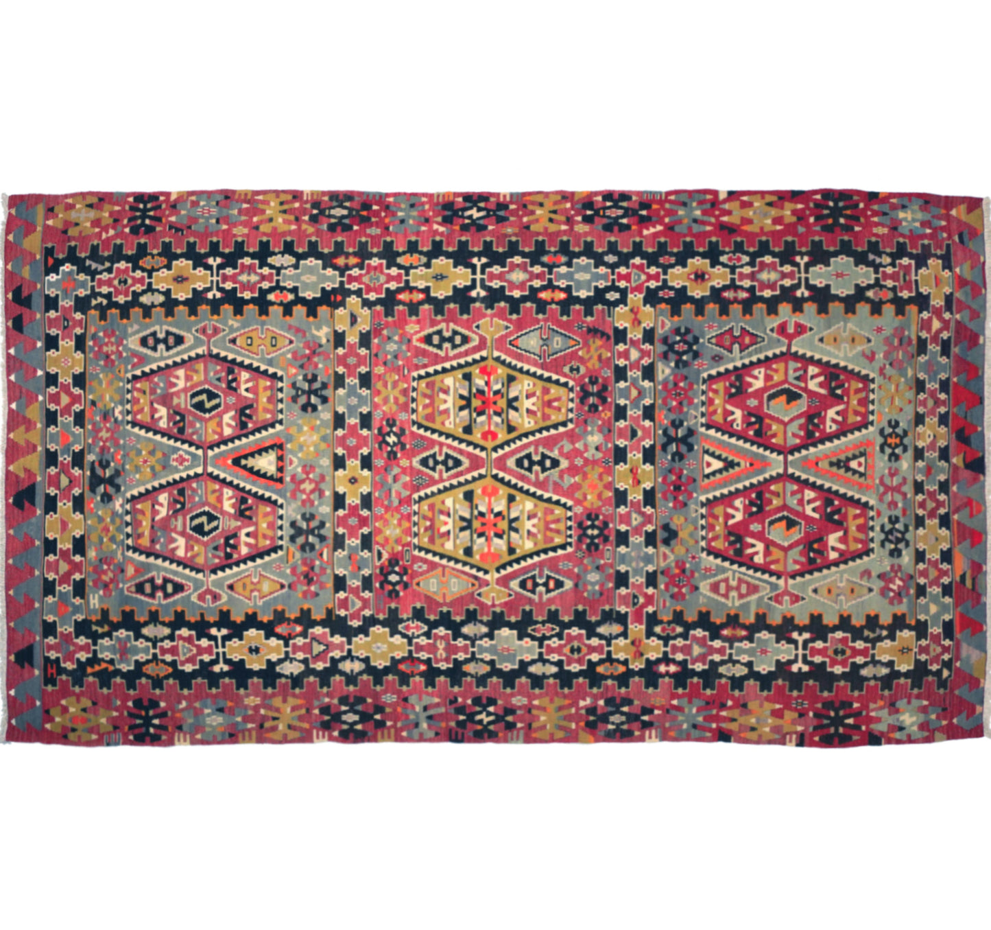 Vue horizontale du kilim Esme 320 x 180 cm – Tapis turc en laine de provenance Esme