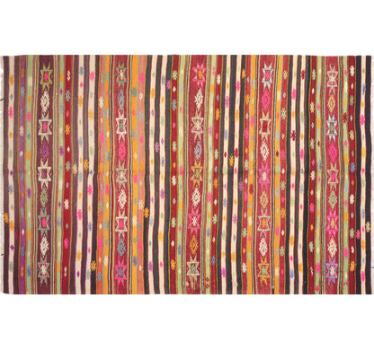 Vue horizontale du kilim Fethiye 227 x 153 cm – Tapis turc en laine de provenance Fethiye