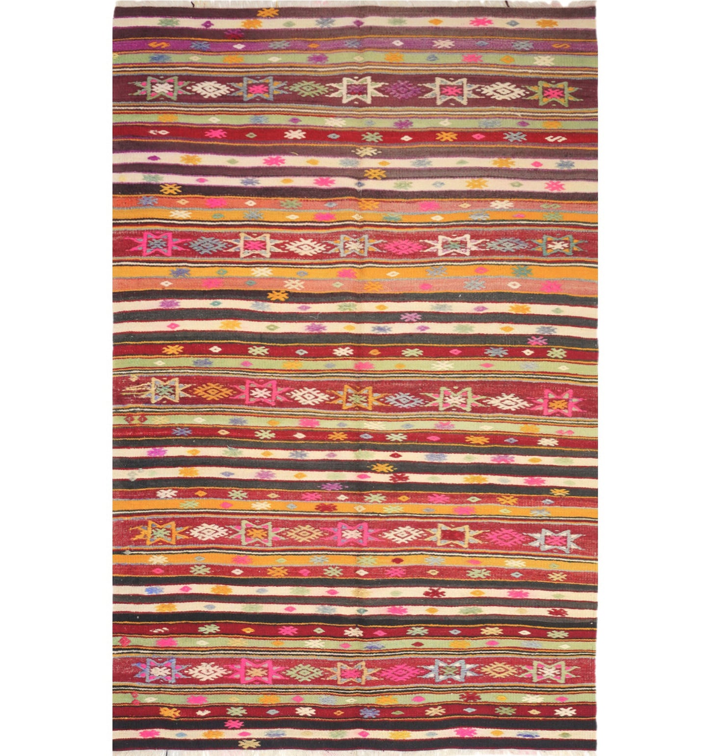 Kilim Fethiye 227 x 153 cm – Tapis turc en laine tissé main, provenance Fethiye
