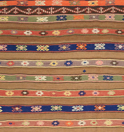 Détail du tissage en laine du kilim Fethiye tissé à la main (provenance Fethiye)