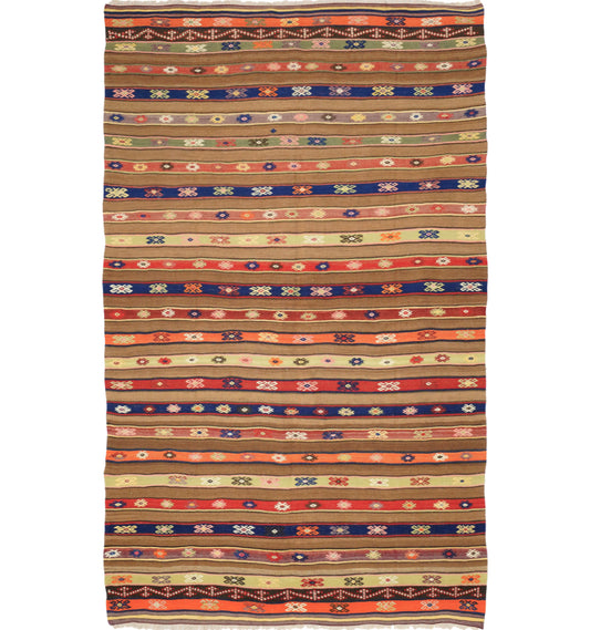 Kilim Fethiye 245 x 142 cm – Tapis turc en laine tissé main, provenance Fethiye