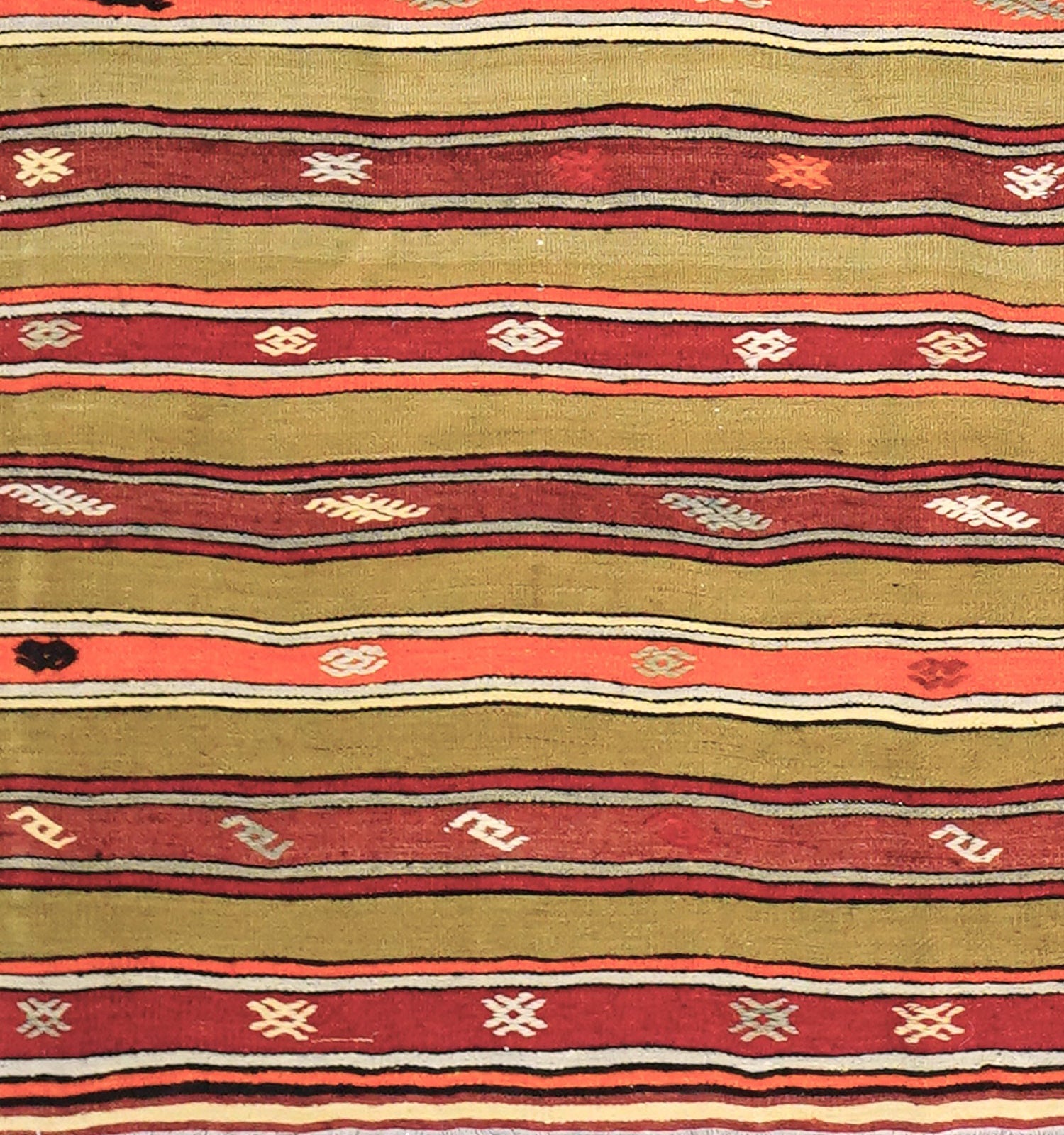 Détail du tissage en laine du kilim Fethiye tissé à la main (provenance Fethiye)