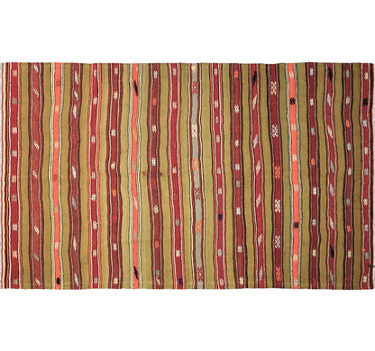 Vue horizontale du kilim Fethiye 245 x 150 cm – Tapis turc en laine de provenance Fethiye