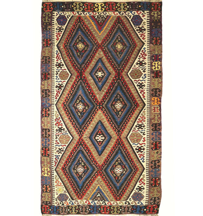 Kilim ancien Fethiye 250×140 cm – Tapis kilim tissé main en laine naturelle, Anatolie de l'Ouest