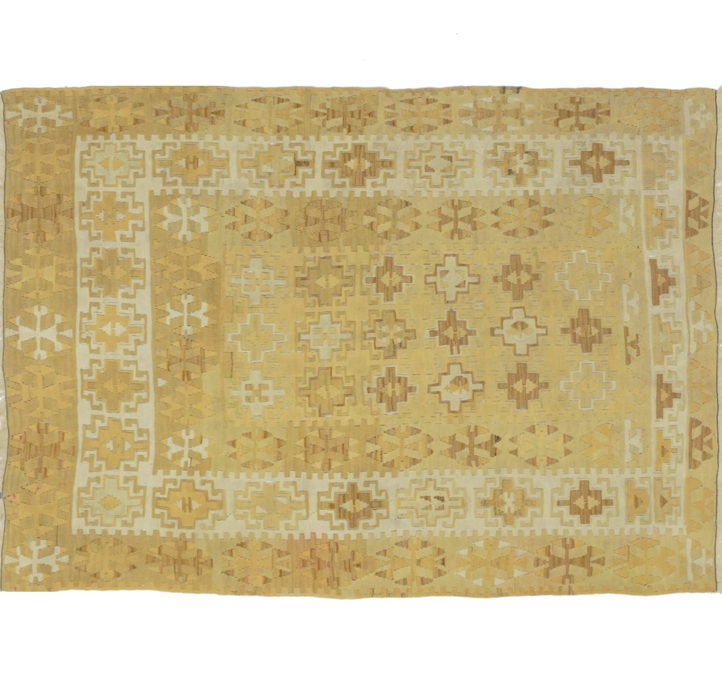 Vue horizontale du kilim Gomurgen 146 x 100 cm – Tapis turc en laine de provenance Gomurgen
