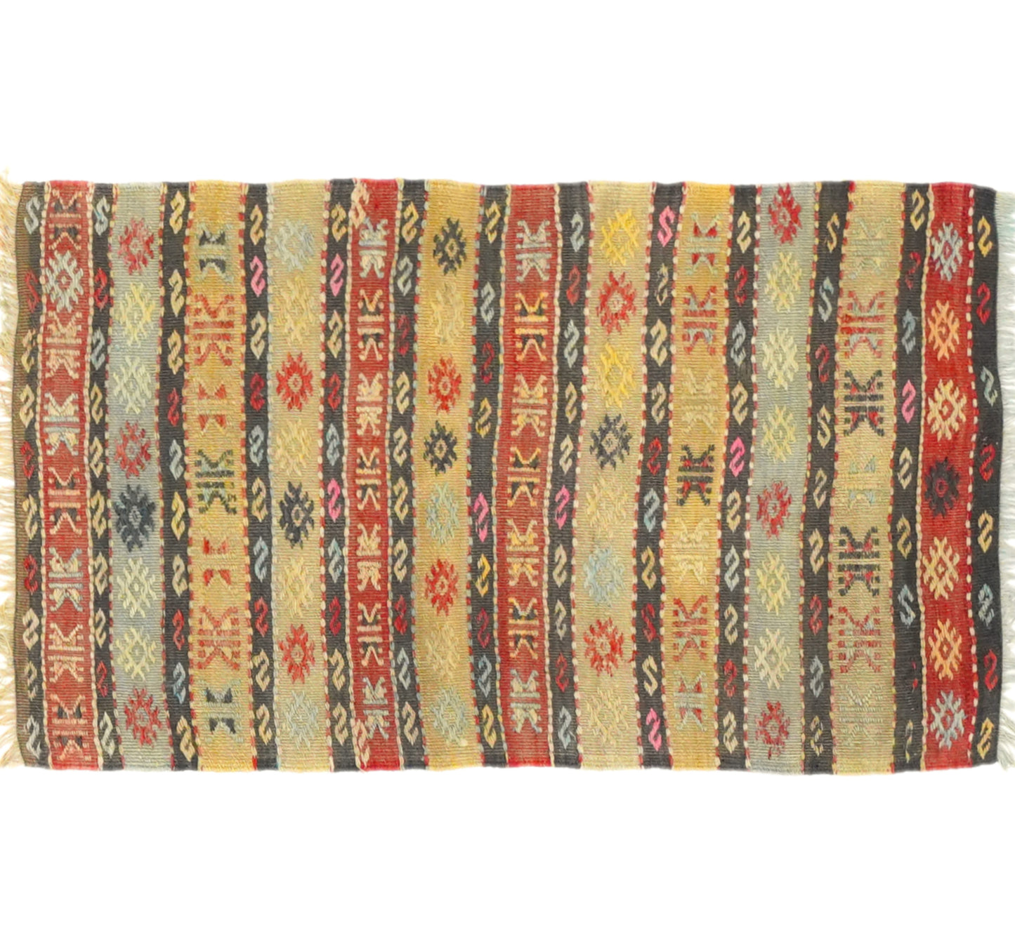 Vue horizontale du kilim Hotamis 100 x 57 cm – Tapis turc en laine de provenance Hotamis