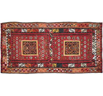 Vue horizontale du kilim Kayseri 240 x 115 cm – Tapis turc en laine de provenance Kayseri
