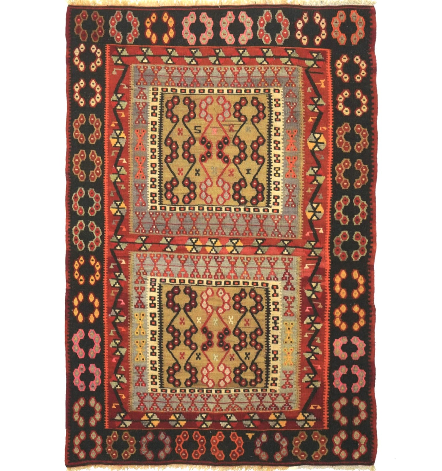 Kilim ancien Kayseri 148×100 cm – Tapis kilim tissé main en laine naturelle, Anatolie Centrale