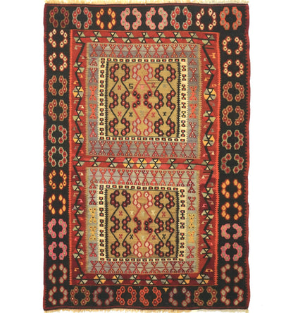 Kilim ancien Kayseri 148×100 cm – Tapis kilim tissé main en laine naturelle, Anatolie Centrale