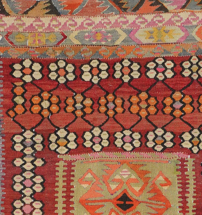 Détail du tissage – Tapis kilim ancien Kayserie 172×125 cm, laine naturelle tissée main