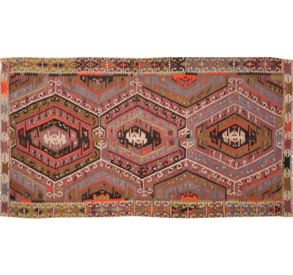 Vue horizontale du kilim Kayserie 260 x 145 cm – Tapis turc en laine de provenance Kayserie