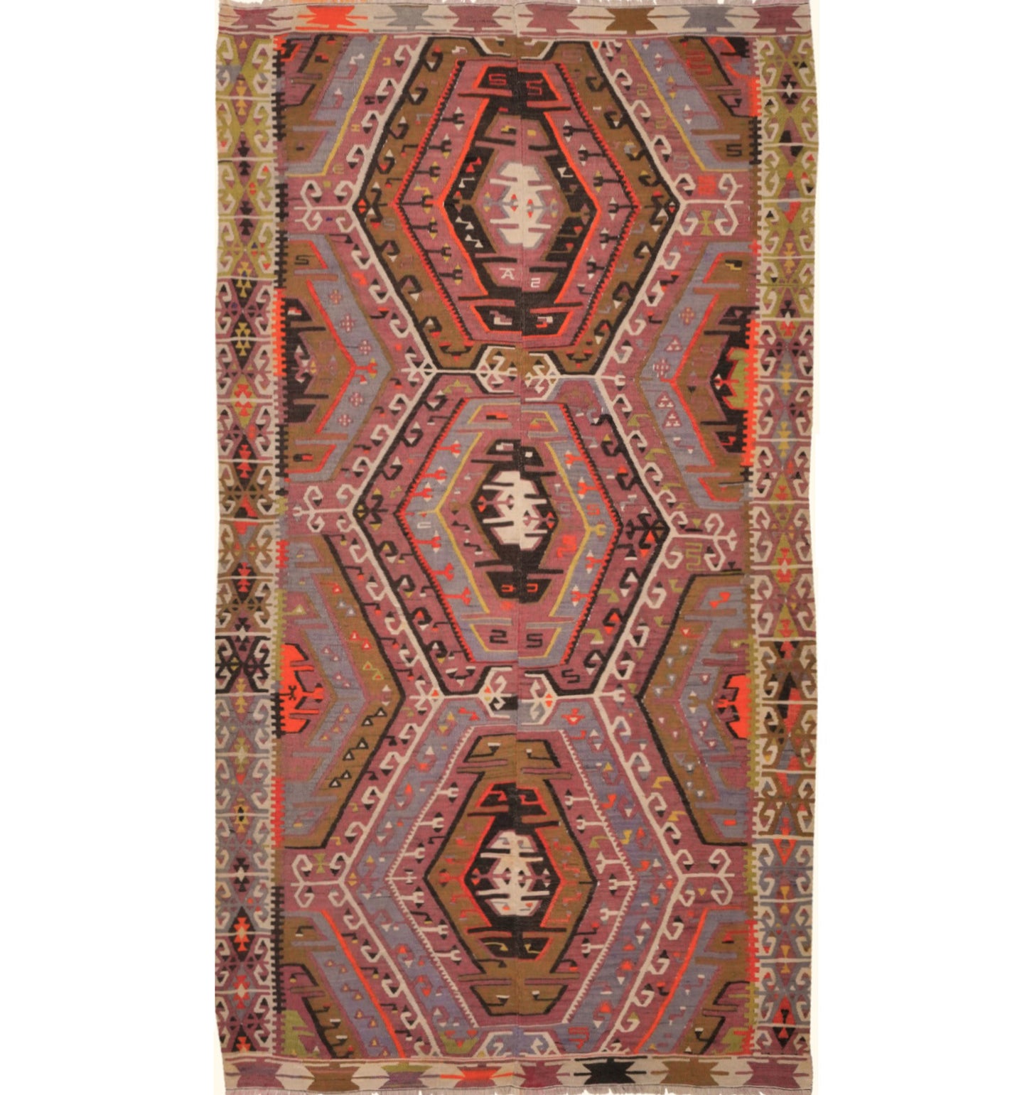 Kilim Kayserie 260 x 145 cm – Tapis turc en laine tissé main, provenance Kayserie