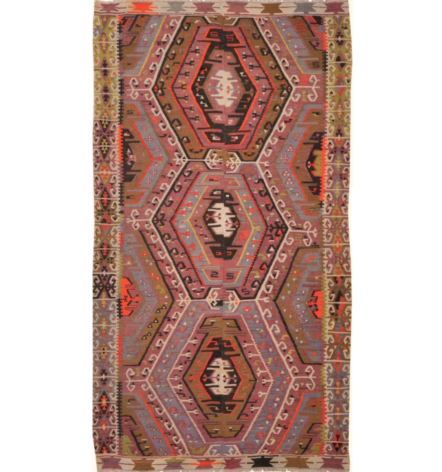 Kilim Kayserie 260 x 145 cm – Tapis turc en laine tissé main, provenance Kayserie