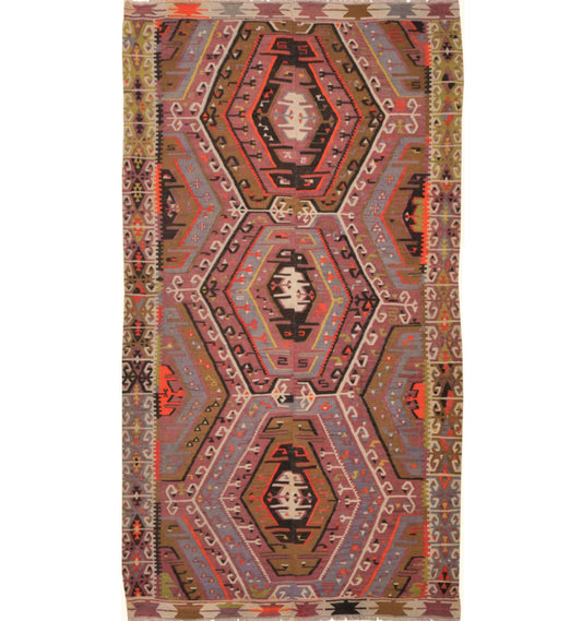 Kilim Kayserie 260 x 145 cm – Tapis turc en laine tissé main, provenance Kayserie