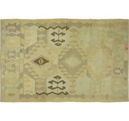 Vue horizontale du kilim Kazak 290 x 190 cm – Tapis turc en laine de provenance Kazak
