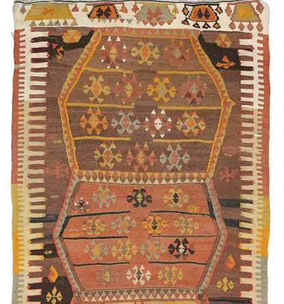 Détail du tissage en laine du kilim Kirsehir tissé à la main (provenance Kirsehir)