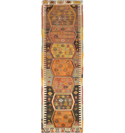 Kilim Kirsehir 330 x 96 cm – Tapis turc en laine tissé main, provenance Kirsehir