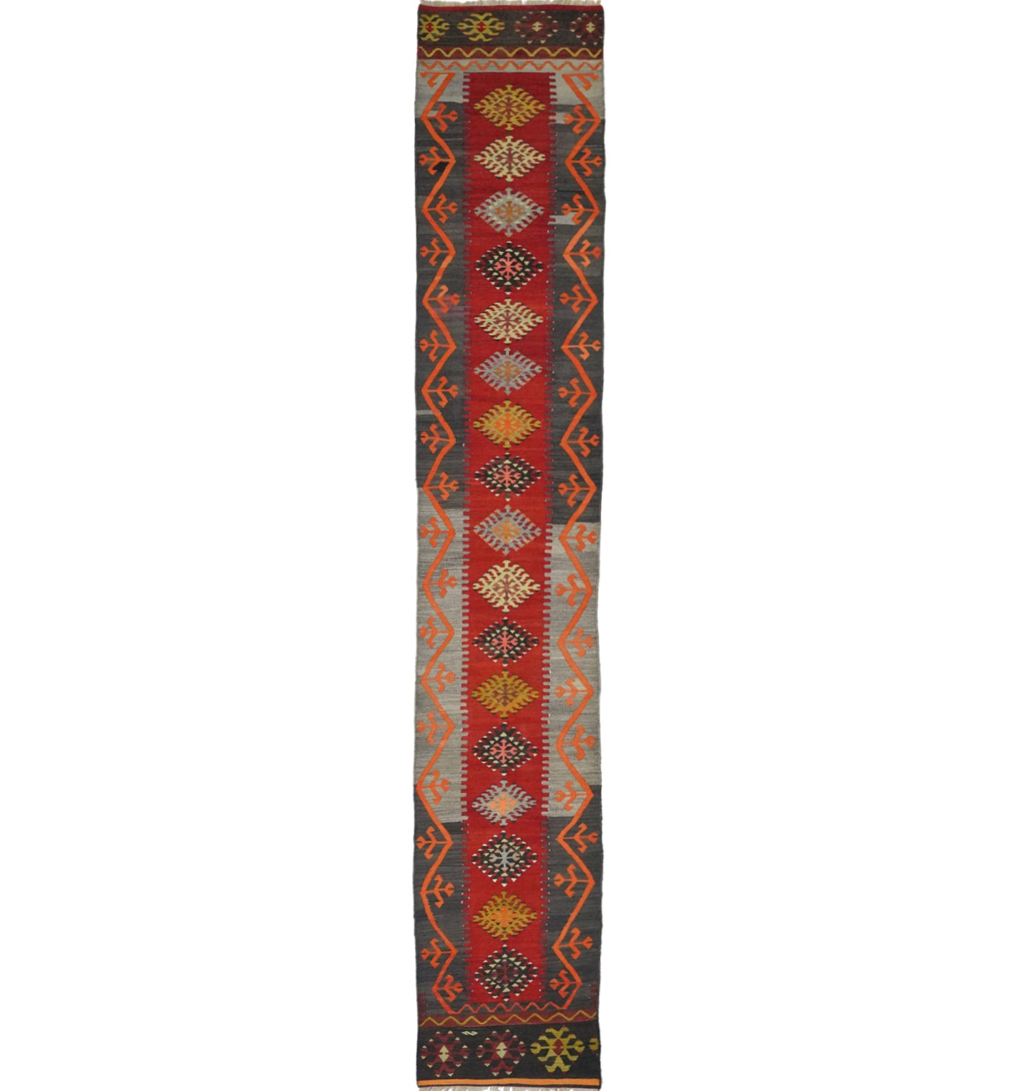 Kilim Kirsehir 420 x 62 cm – Tapis turc en laine tissé main, provenance Kirsehir