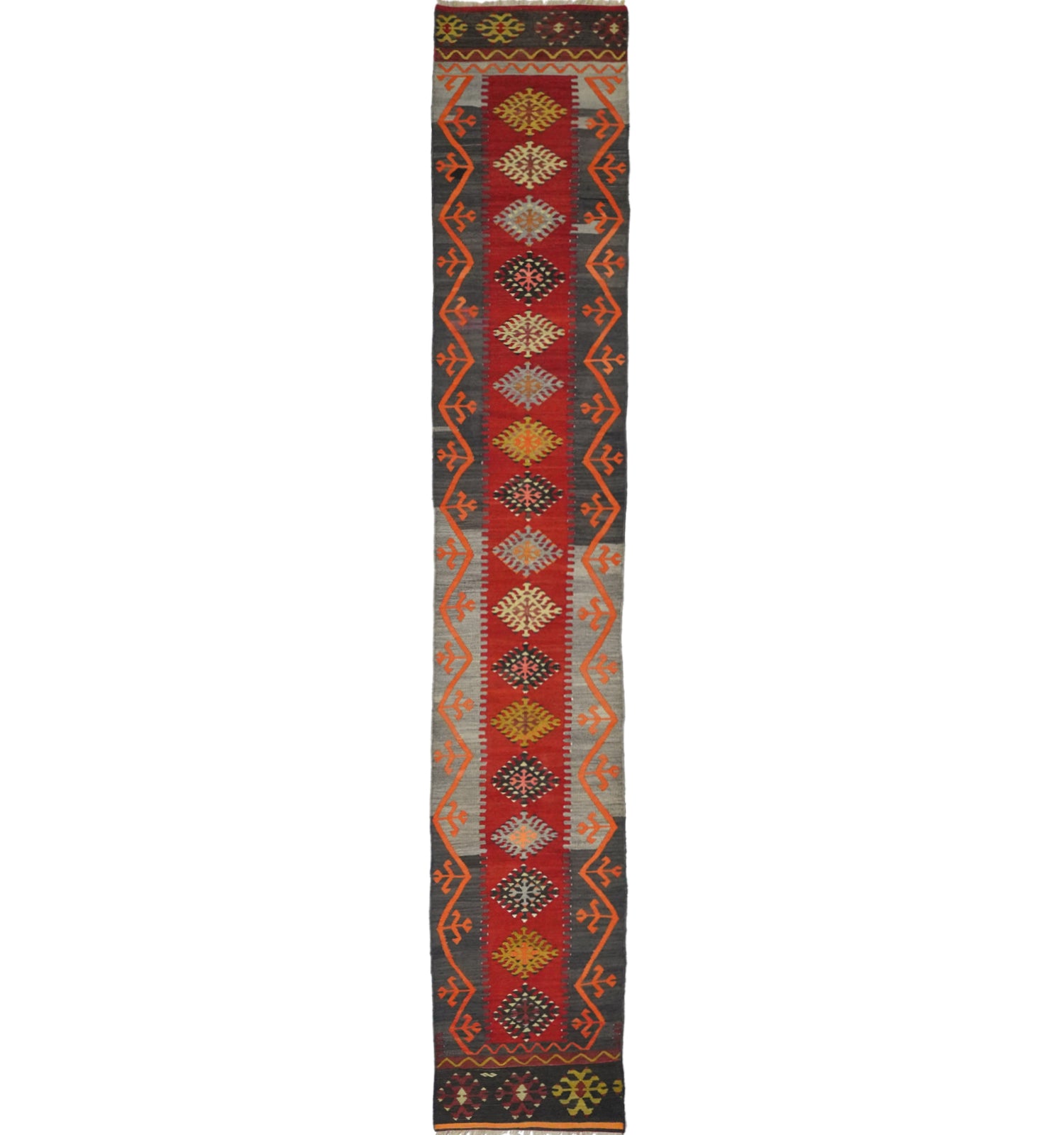 Kilim Kirsehir 420 x 62 cm – Tapis turc en laine tissé main, provenance Kirsehir