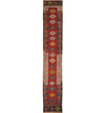 Kilim Kirsehir 420 x 62 cm – Tapis turc en laine tissé main, provenance Kirsehir