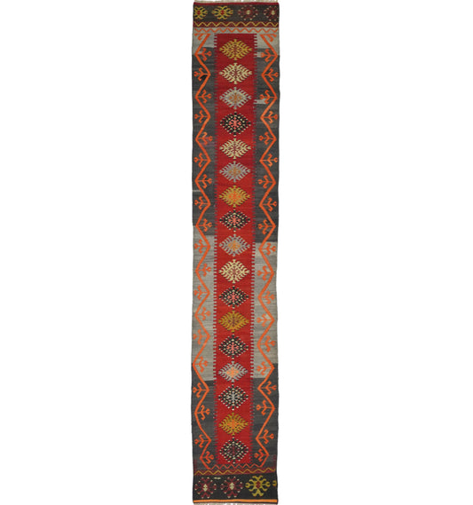 Kilim Kirsehir 420 x 62 cm – Tapis turc en laine tissé main, provenance Kirsehir