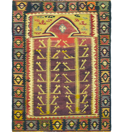 Kilim Konya 146 x 110 cm – Tapis turc en laine tissé main, provenance Konya