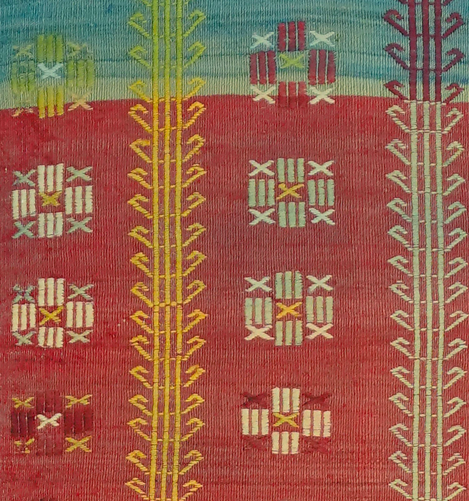 Détail du tissage en laine du kilim Koprubasi tissé à la main (provenance Koprubasi)