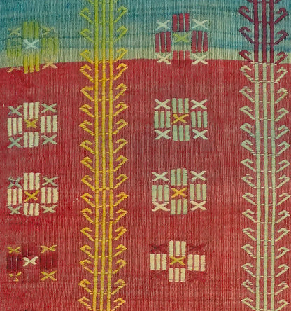Détail du tissage en laine du kilim Koprubasi tissé à la main (provenance Koprubasi)