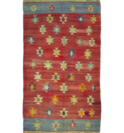 Vue horizontale du kilim Koprubasi 270 x 160 cm – Tapis turc en laine de provenance Koprubasi