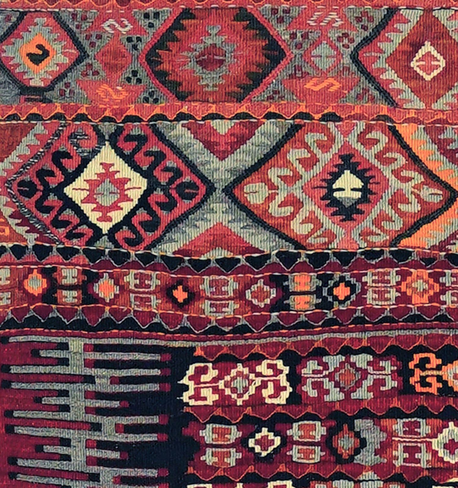 Détail du tissage en laine du kilim Malatya tissé à la main (provenance Malatya)