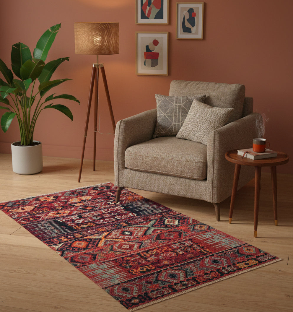 Kilim Malatya 164 x 90 cm en situation dans un intérieur moderne – Décoration provenance Malatya