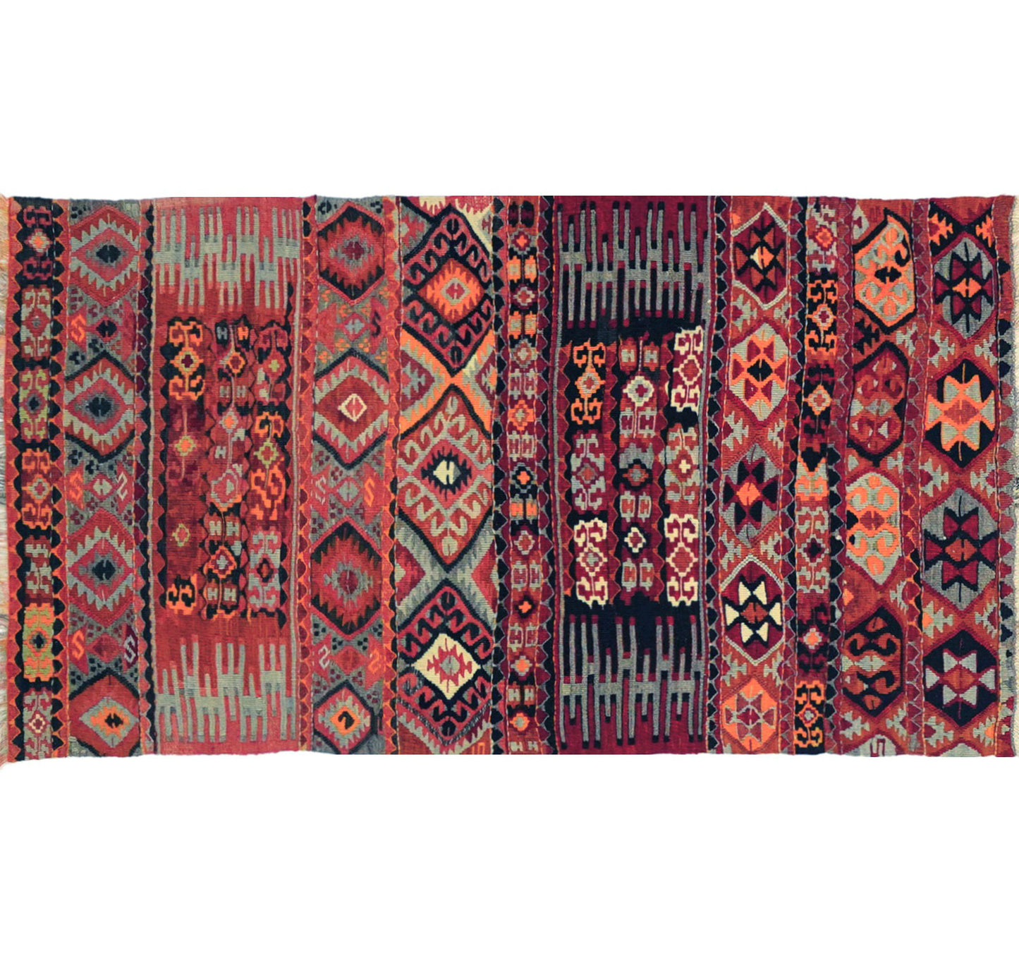 Vue horizontale du kilim Malatya 164 x 90 cm – Tapis turc en laine de provenance Malatya