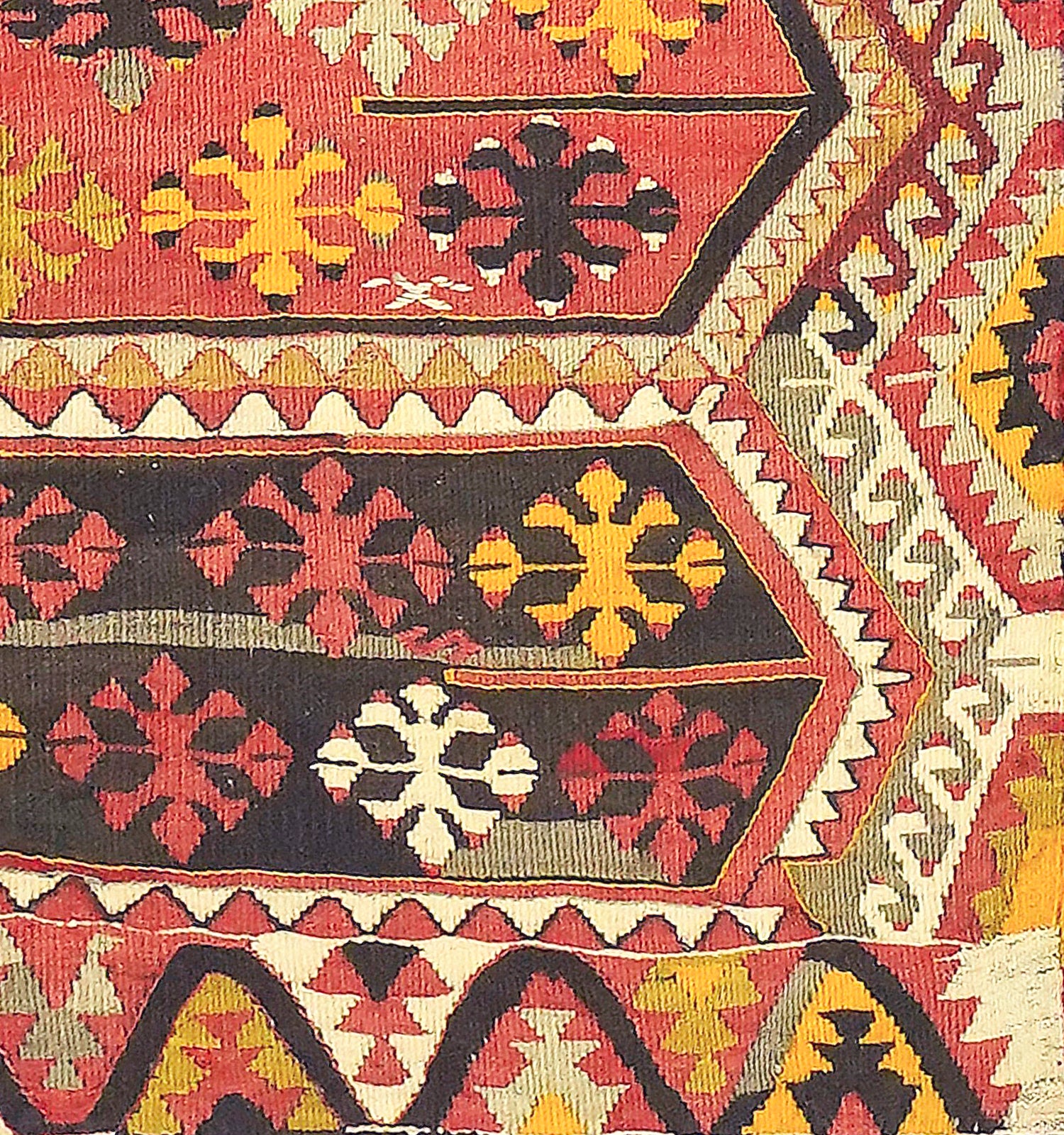 Détail du tissage en laine du kilim Malatya tissé à la main (provenance Malatya)