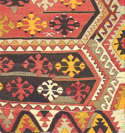 Détail du tissage en laine du kilim Malatya tissé à la main (provenance Malatya)