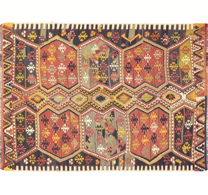 Vue horizontale du kilim Malatya 210 x 158 cm – Tapis turc en laine de provenance Malatya
