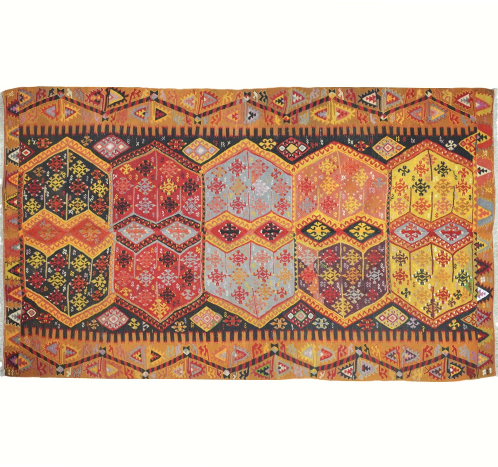 Tapis kilim Malatya 280 × 180 cm, vue d'ensemble – Laine naturelle tissée main
