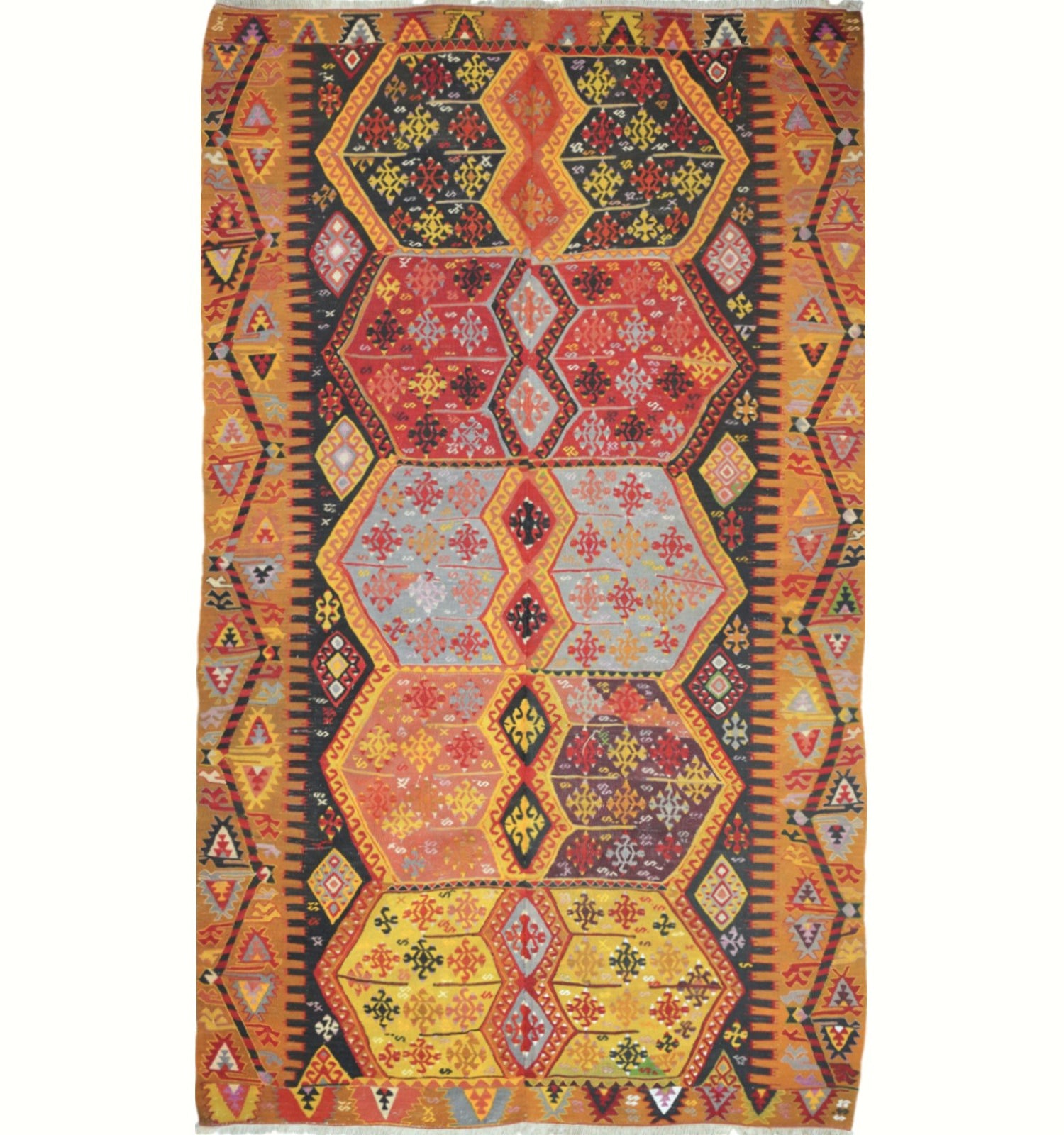 Kilim ancien Malatya – 280 × 180 cm – Tapis kilim tissé main en laine naturelle