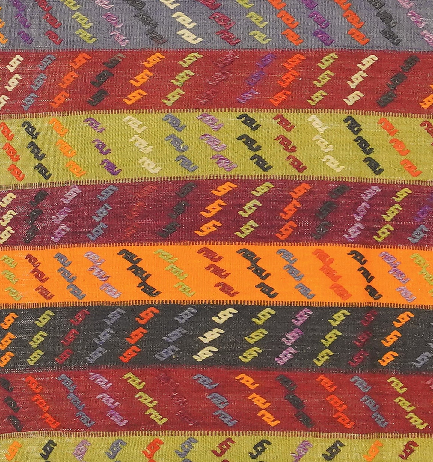 Détail du tissage en laine du kilim Manisa tissé à la main (provenance Manisa)