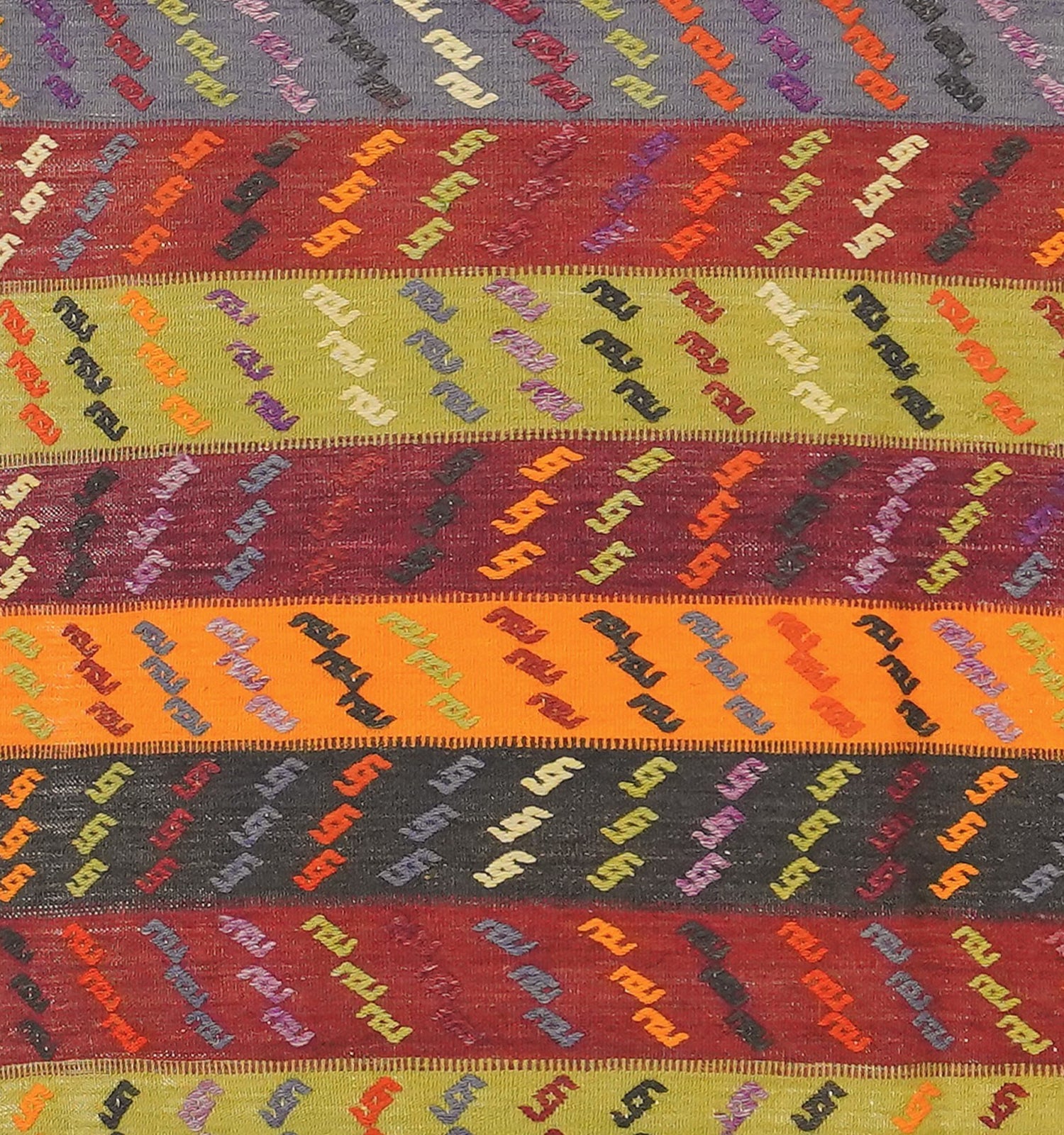 Détail du tissage en laine du kilim Manisa tissé à la main (provenance Manisa)