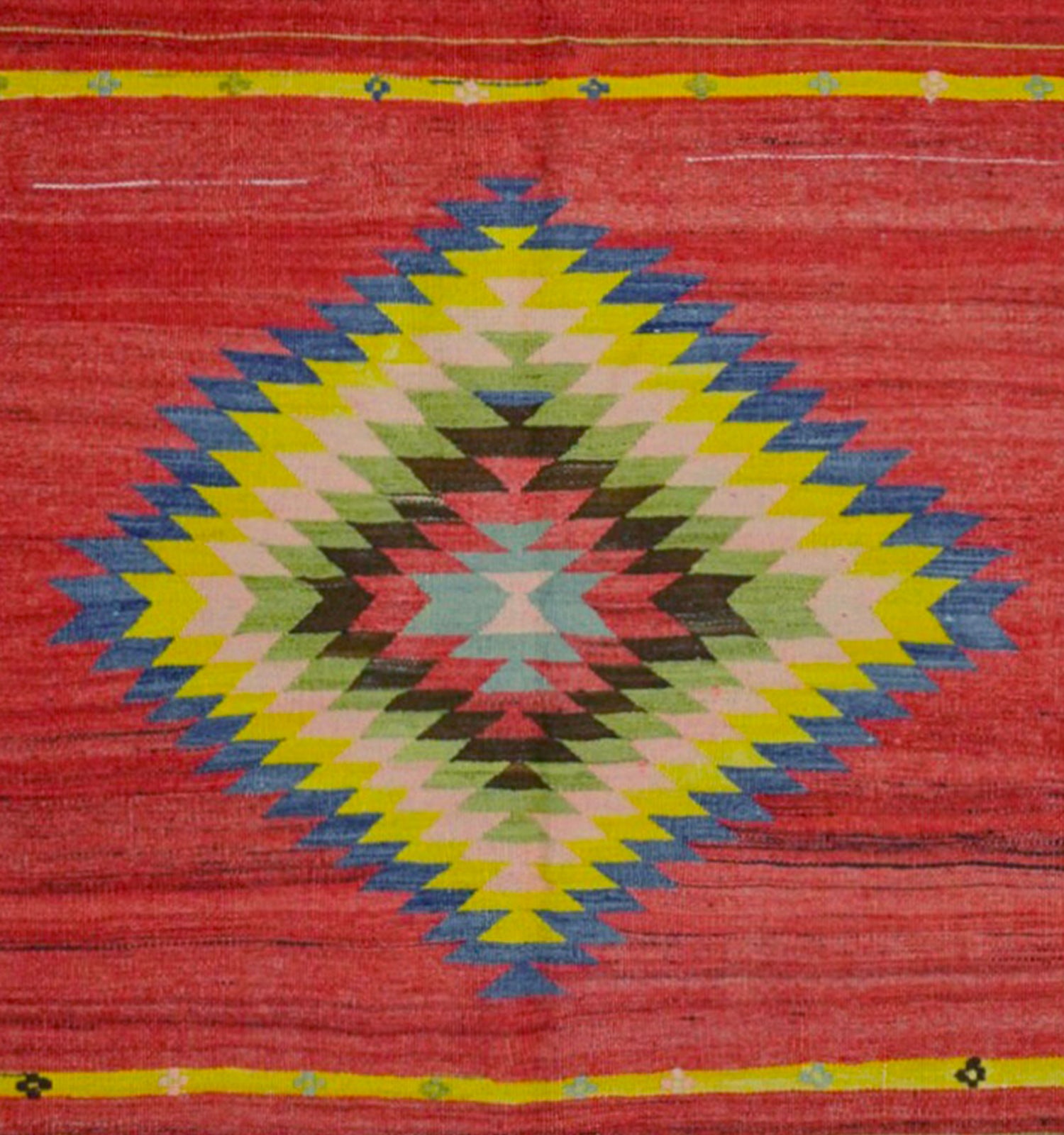 Détail du tissage en laine du kilim Manisa tissé à la main (provenance Manisa)
