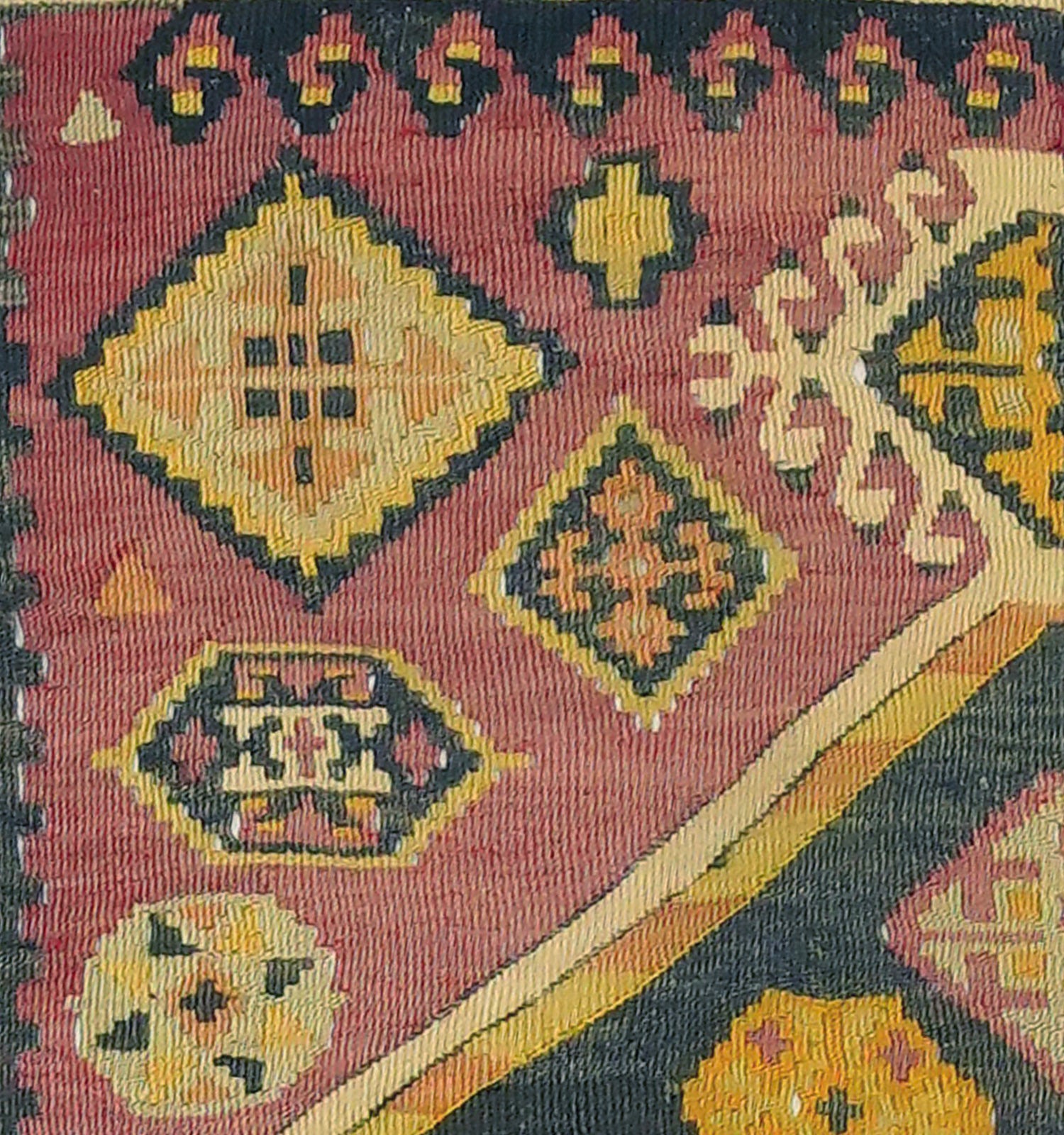 Détail du tissage en laine du kilim Maras tissé à la main (provenance Maras)