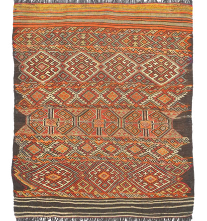 Kilim Menemenci 105 x 93 cm – Tapis turc en laine tissé main, provenance Menemenci