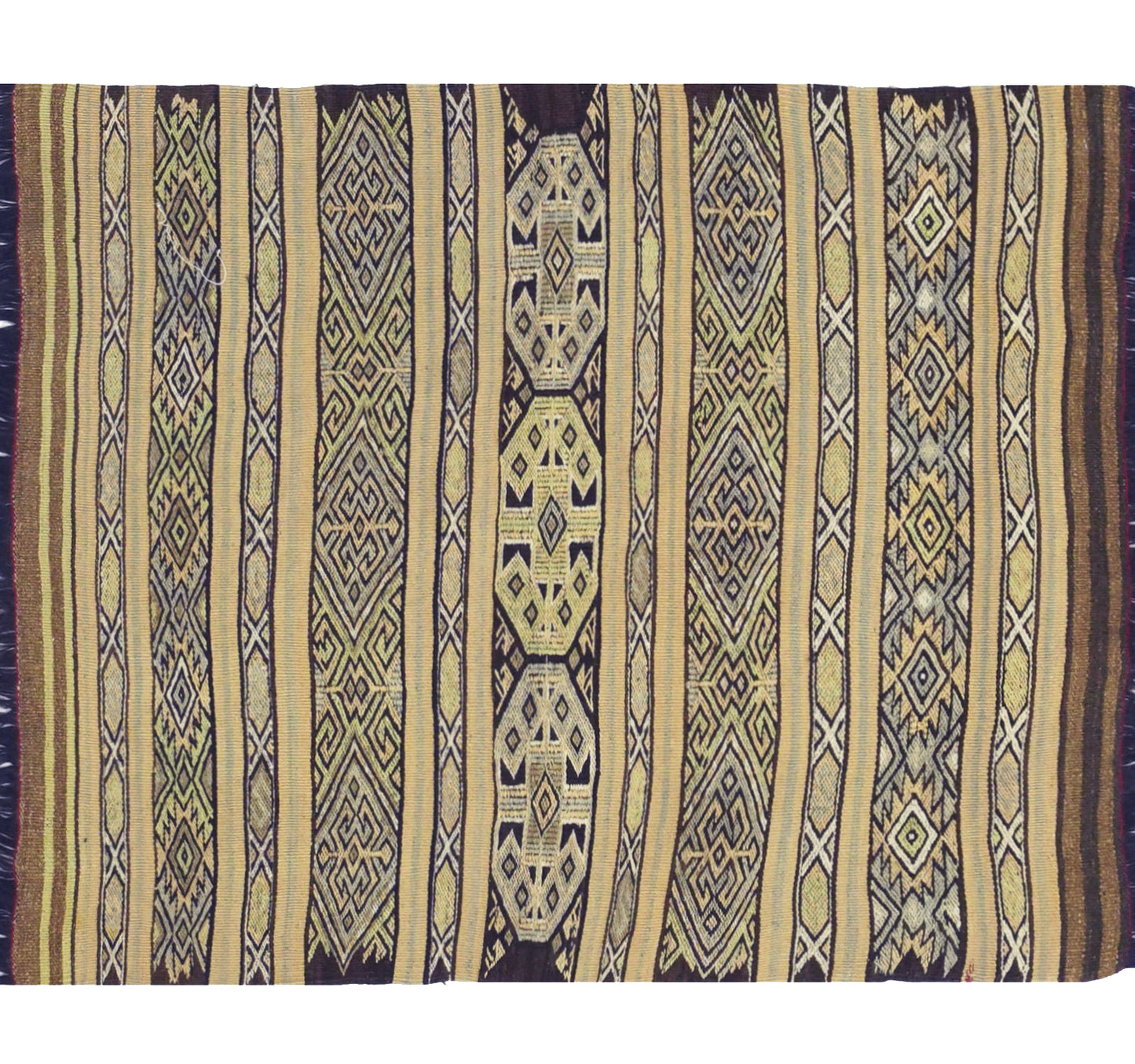 Détail du tissage en laine du kilim Menemenci tissé à la main (provenance Menemenci)