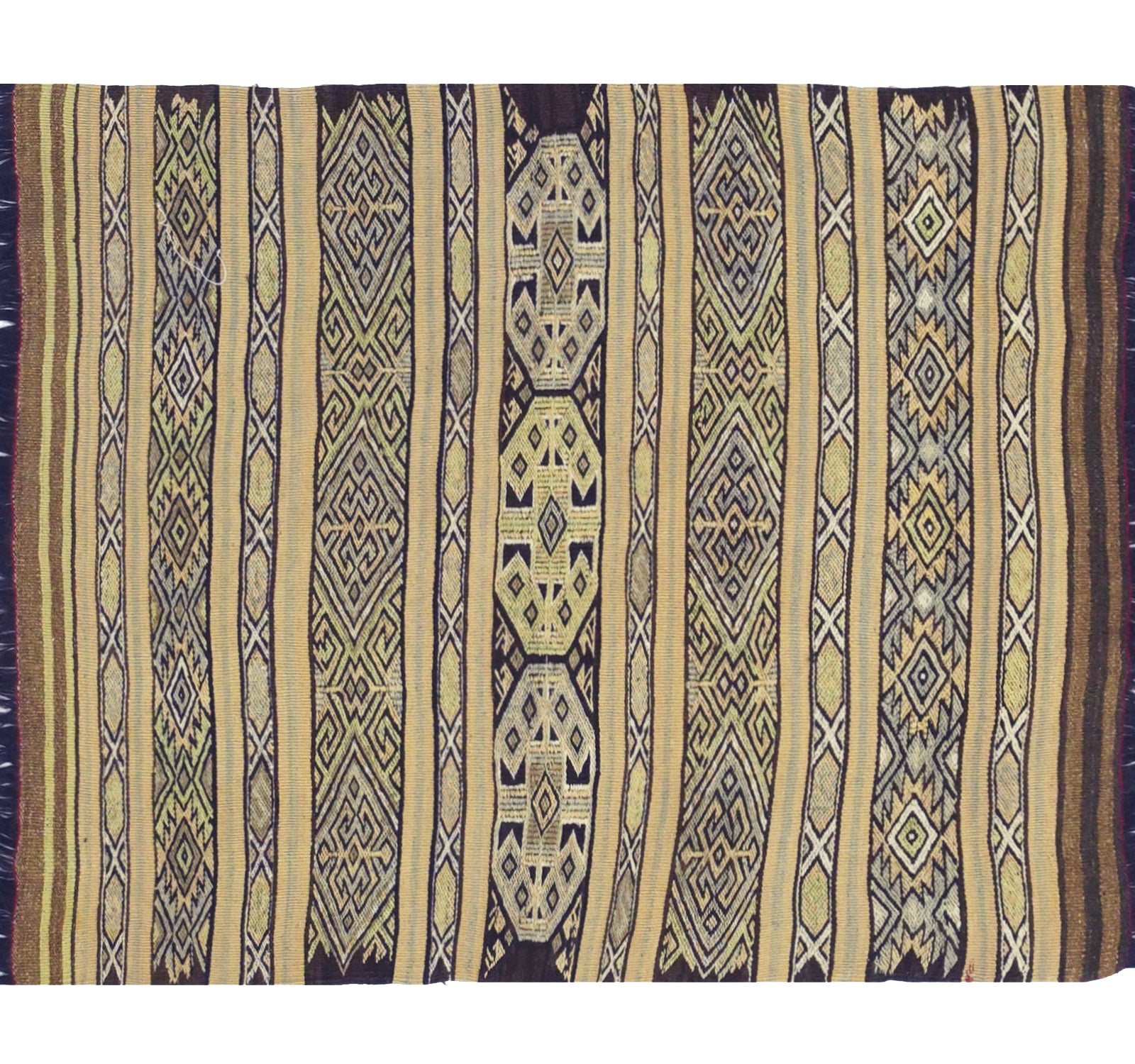 Détail du tissage en laine du kilim Menemenci tissé à la main (provenance Menemenci)