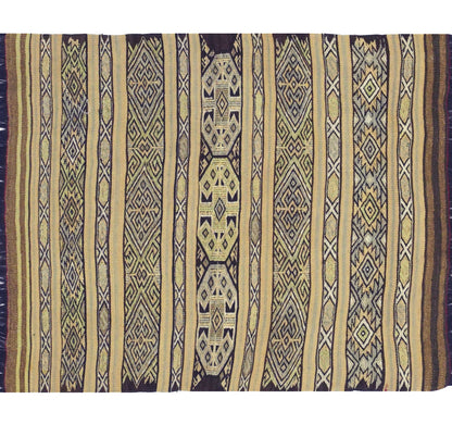 Détail du tissage en laine du kilim Menemenci tissé à la main (provenance Menemenci)