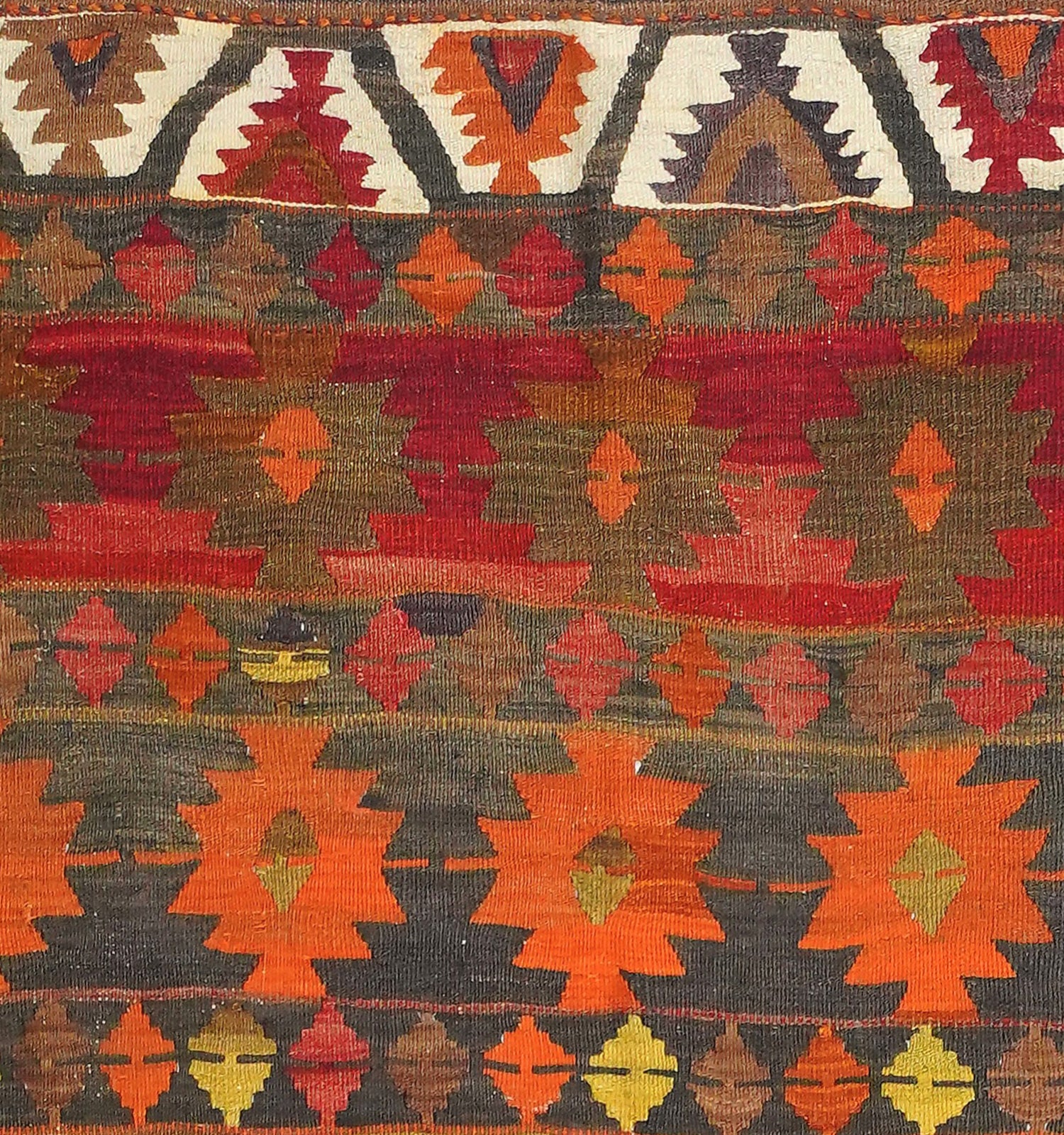 Détail du tissage en laine du kilim Nigde tissé à la main (provenance Nigde)