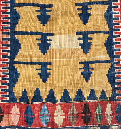 Détail du tissage en laine du kilim Obruk tissé à la main (provenance Obruk)