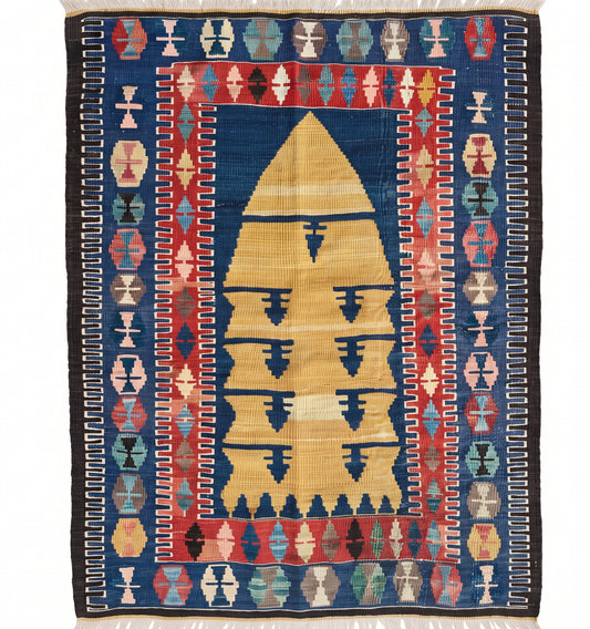 Kilim Obruk 115 x 92 cm – Tapis turc en laine tissé main, provenance Obruk