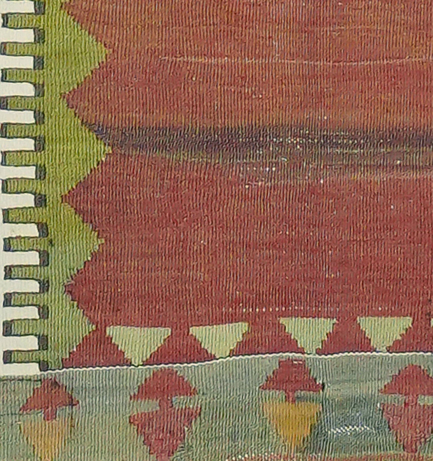 Détail du tissage en laine du kilim Obruk tissé à la main (provenance Obruk)