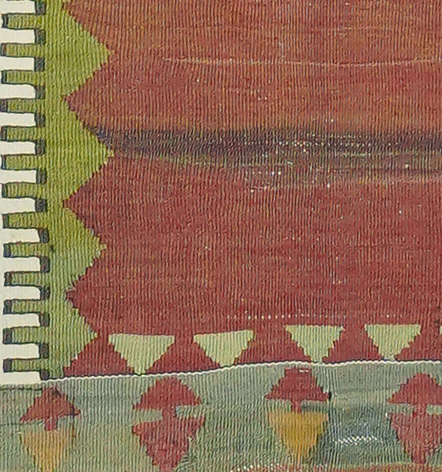 Détail du tissage en laine du kilim Obruk tissé à la main (provenance Obruk)